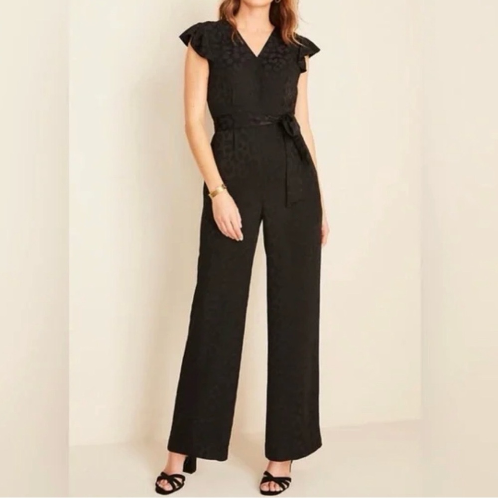 Ann Taylor Black Patterned Jumpsuit